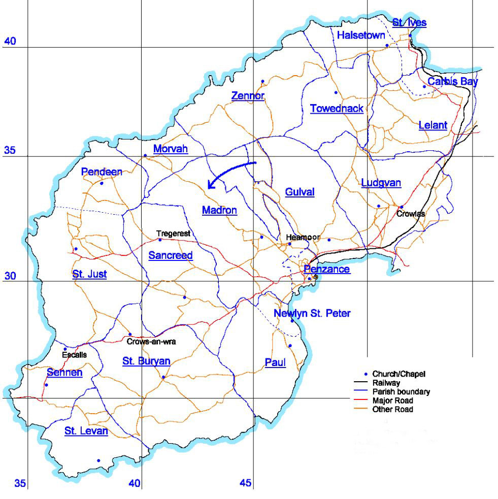 Map of West Penwith