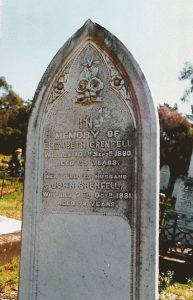 Gravestone of Elizabeth Grenfell who died 10 Sep 1880 aged 75 years. Her beloved husband John Grenfell who died 7 Oct 1881 aged 78 years.