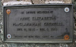 Memorial plaque for Ann Elizabeth MacClanahan Grenfell d. 1938