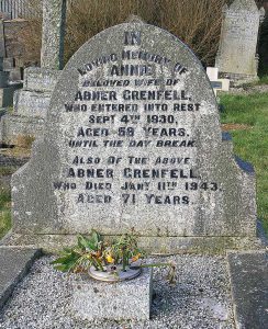 Gravestone of Annie Grenfell d. 1930, Abner Grenfell d. 1943