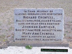 Richard Grenfell - d. 1936 Johnson Garfield Grenfell - d. 1928 Mary Ann Grenfell d. 1942