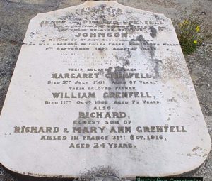 Johnson Grenfell - d. 1872 Margaret Grenfell nee Veale - d. 1881 William Grenfell - d. 1888 Richard Grenfell - d. 1916