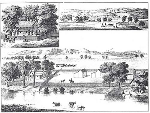 Drawing of William Pascoe Grenfell's Ranch in Stanislaus County CA, USA